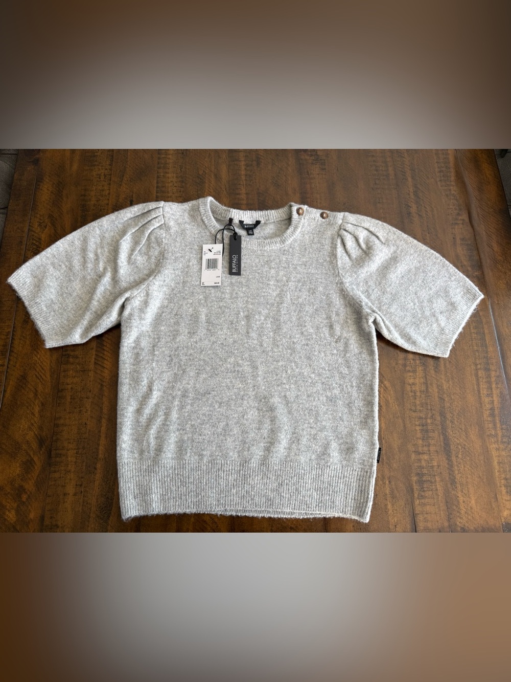 Buffalo Grey Short Sleeve Sweater NWT